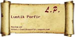 Lustik Porfir névjegykártya
